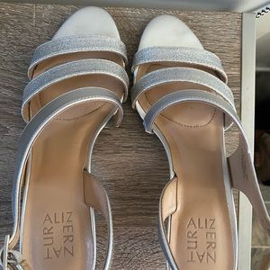 Naturalizer silver sandal heels size 8
